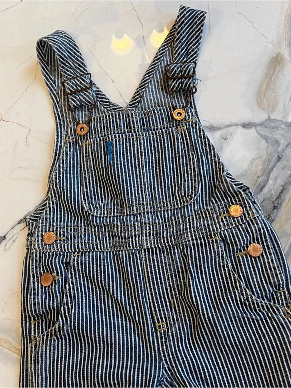 OshKosh B'gosh Railroad Conductor Pinstriped Overalls Size 24M